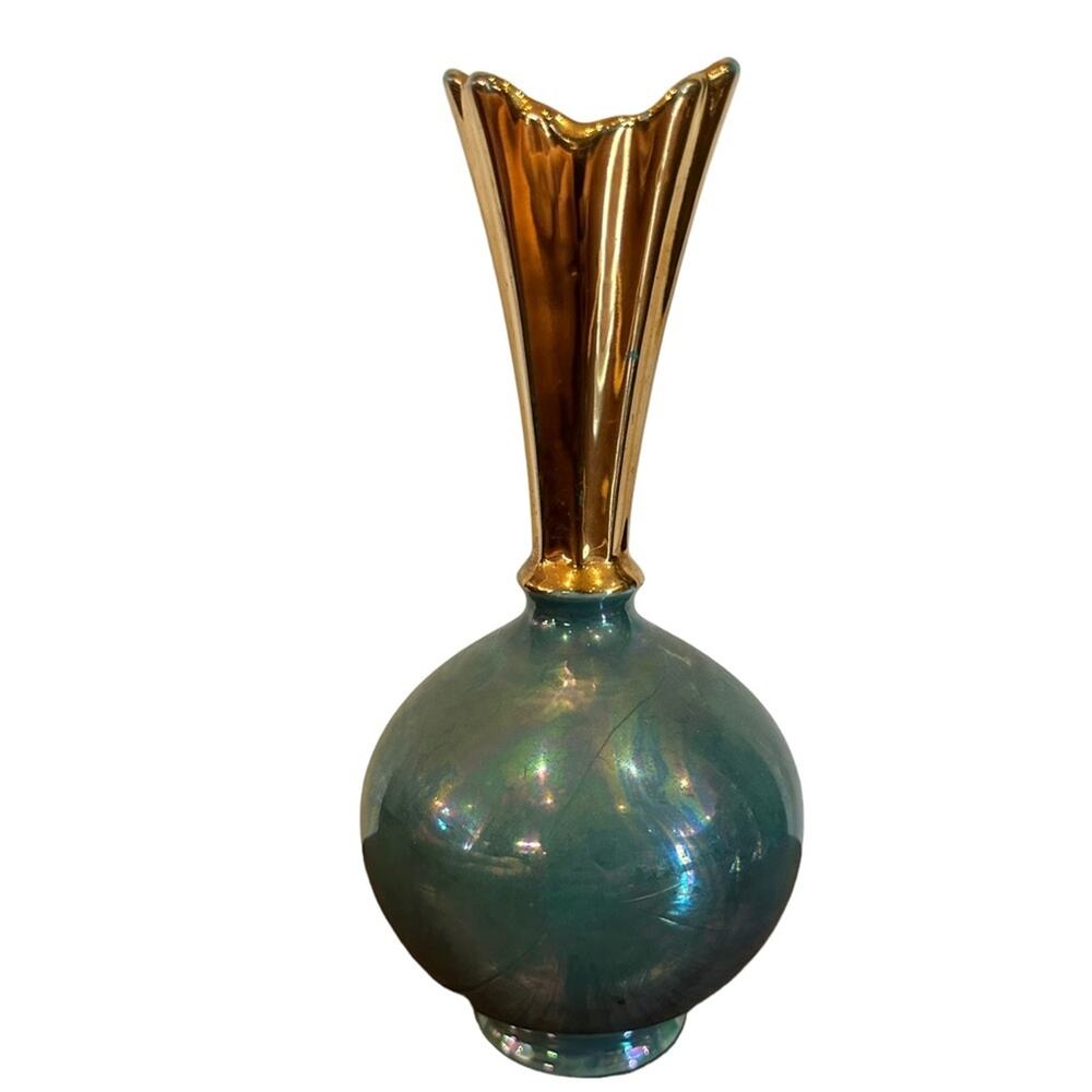 Vintage Blue Opalescent Art Deco Style Bud Vase - Picture 4 of 4